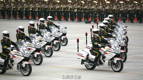 Established for just a year, Chinese armed police motorcycle guard formation will make its debut on the V-Day Parade that will be held on Sep 3 in Beijing. (Photo/81.cn)