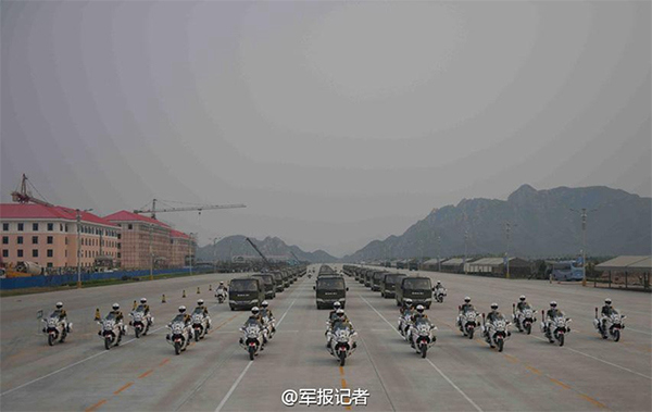 Established for just a year, Chinese armed police motorcycle guard formation will make its debut on the V-Day Parade that will be held on Sep 3 in Beijing. (Photo/81.cn)