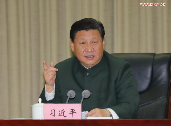Chinese President Xi Jinping, also general secretary of the Communist Party of China (CPC) Central Committee and chairman of the Central Military Commission, addresses the 13th Group Army in southwest China's Chongqing municipality, Jan. 5, 2016. Xi has urged the strengthening of the armed forces through reforms when inspecting troops in southwest China. (Photo: Xinhua/Li Gang) 