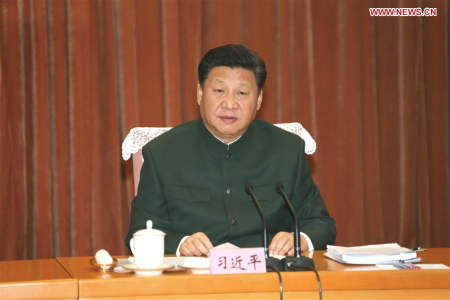 Chinese President Xi Jinping, also general secretary of the Communist Party of China Central Committee and chairman of the Central Military Commission (CMC), makes remarks during a meeting with the new heads of the reorganized organs of the CMC in Beijing, capital of China, Jan. 11, 2016. (Photo: Xinhua/Li Gang)