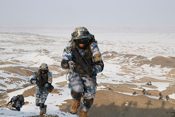 Chinese military forces aim to improve combat capabilities in extreme cold weather, Jan 10, 2016. Photo/Xinhua