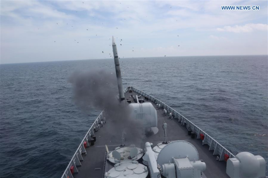 An anti-aircraft missile is launched during a drill in the East China Sea, Aug 1, 2016. (Xinhua/Wu Dengfeng) 