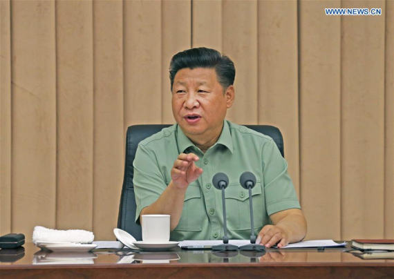 Chinese President Xi Jinping, also general secretary of the Communist Party of China Central Committee and chairman of the Central Military Commission, delivers a speech during an inspection of the offices of the People's Liberation Army (PLA) Strategic Support Force, Aug. 29, 2016. (Photo: Xinhua/Li Gang)