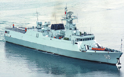 The CNS Ningde, a Type-056 class corvette, sails in waters off Dalian, Liaoning province, in November. Provided To China Daily
