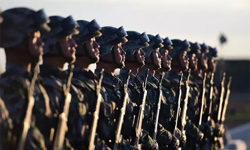 A military parade is held to celebrate the 90th anniversary of the founding of the Chinese People's Liberation Army (PLA) at Zhurihe training base in north China's Inner Mongolia Autonomous Region, July 30, 2017. Chinese President Xi Jinping, also general secretary of the Communist Party of China Central Committee and chairman of the Central Military Commission, will inspect the troops and deliver an important speech. (Xinhua/Zha Chunming) 