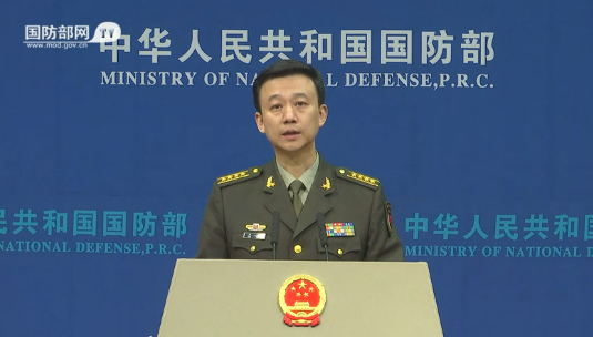Wu Qian, spokesperson for the ministry, speaks at press conference in response to the actions of a U.S. warship. (Photo/Video screenshot)