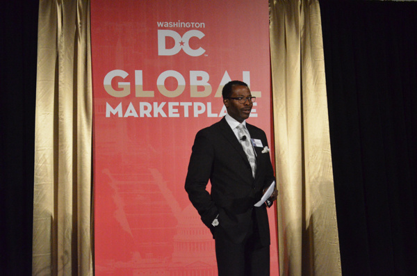 Elliott Ferguson, president and CEO of Destination DC, gave the opening remarks of the 2016 Global Marketplace conference themed Welcome China Tuesday morning in Washington. With a rapid growth of the Chinese visitors who travel to DC, the Welcome China program aims at preparing DC businesses for Chinese visitors. YUAN YUAN / FOR CHINA DAILY