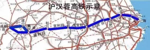 A map of the planned Shanghai-Chengdu high-speed railway line. (Photo/WeChat account of Chengdu Hi-Tech Industrial Development Zone)