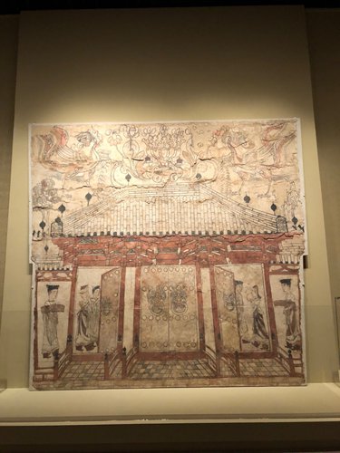 The largest section of paintings from the Jiuyuangang Tomb at the exhibition Photo: Chen Shasha/GT