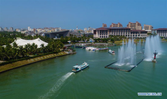 Photo taken on March 23, 2018 shows the Inaugural Ceremony Site of Boao Forum for Asia, Qionghai City of south China's Hainan Province. The 2018 Boao Forum for Asia (BFA) is scheduled for April 8-11 in Boao, a town in the southern Chinese island province of Hainan. (Xinhua/Yang Guanyu)