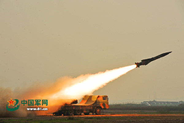 A guided missile brigade of the air force under the Chengdu Military Area Command (MAC) of the Chinese Peoples Liberation Army (PLA) participated in the live-ammunition tactical exercise in an area of the Bohai Strait on June 18, 2014. (Chinamil.com.cn/Zhang Hengping)