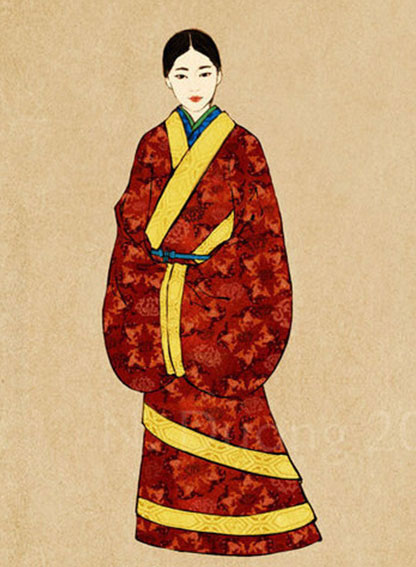 A painting shows the dress style of women in Qin and Han dynasties. [File photo]