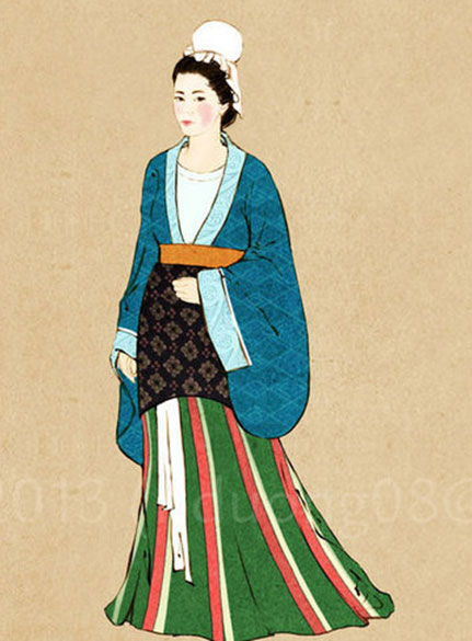 A painting shows the dress style of women in Wei and Jin dynasties. [File photo]