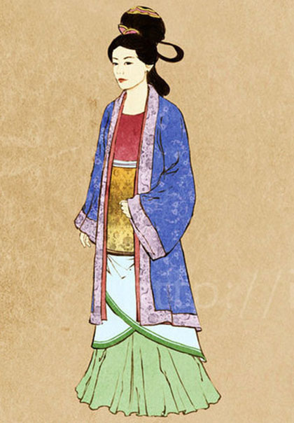 A painting shows the dress style of women in Song Dynasty. [File photo]