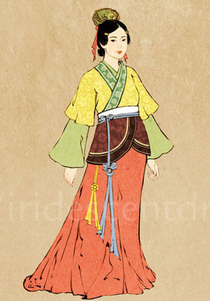 A painting shows the dress style of women in Yuan Dynasty. [File photo]