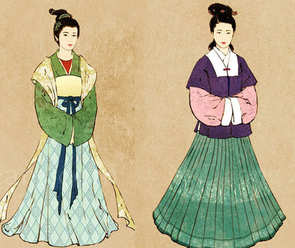 Paintings show the dress style of women in Ming Dynasty. [File photo]