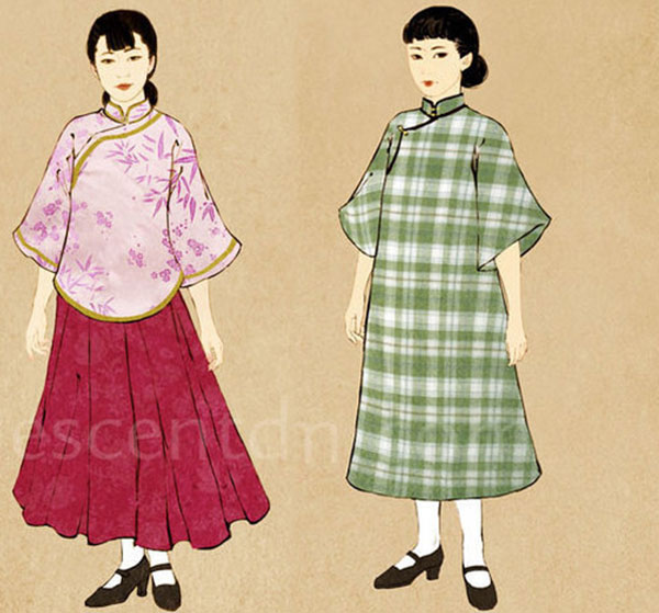 A painting shows the dress style of women from 1911-1920. [File photo]