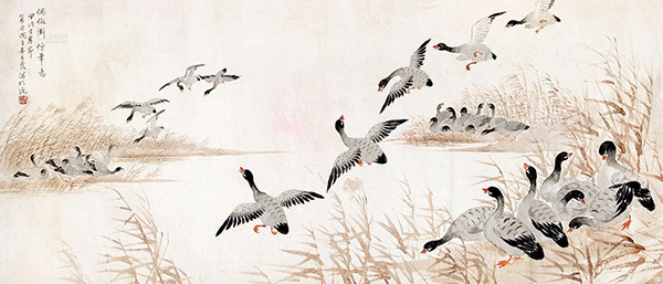 Wild geese and reeds by Wu Qingxia (Photo/ artron.net)