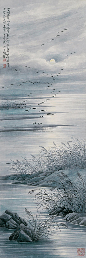 Geese and moon by Tao Lengyue (Photo/artron.net)