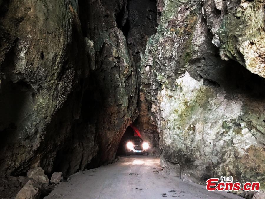 Challenging drive inside karst cave