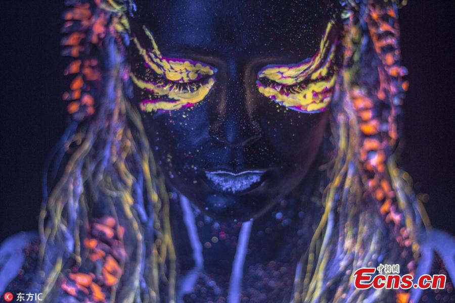 'Neon Project' by Hid Saib uses fluorescent paint and black light