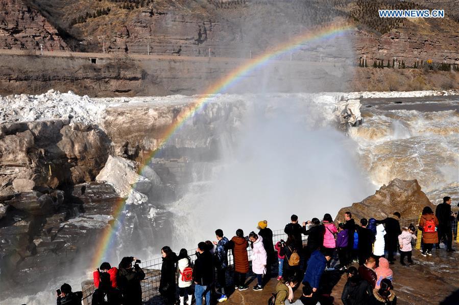 Spectacular scenery of Hukou Waterfall in north China's Shanxi 