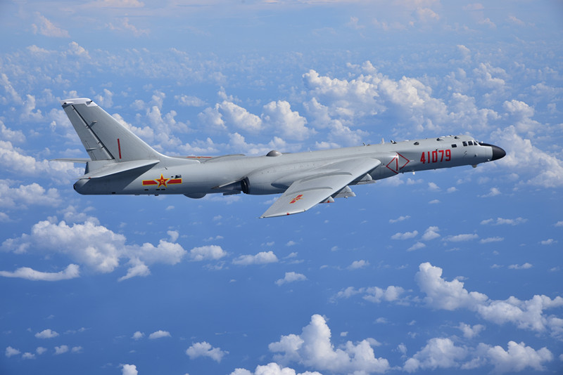 Twelve H-6K bombers fly over South China Sea