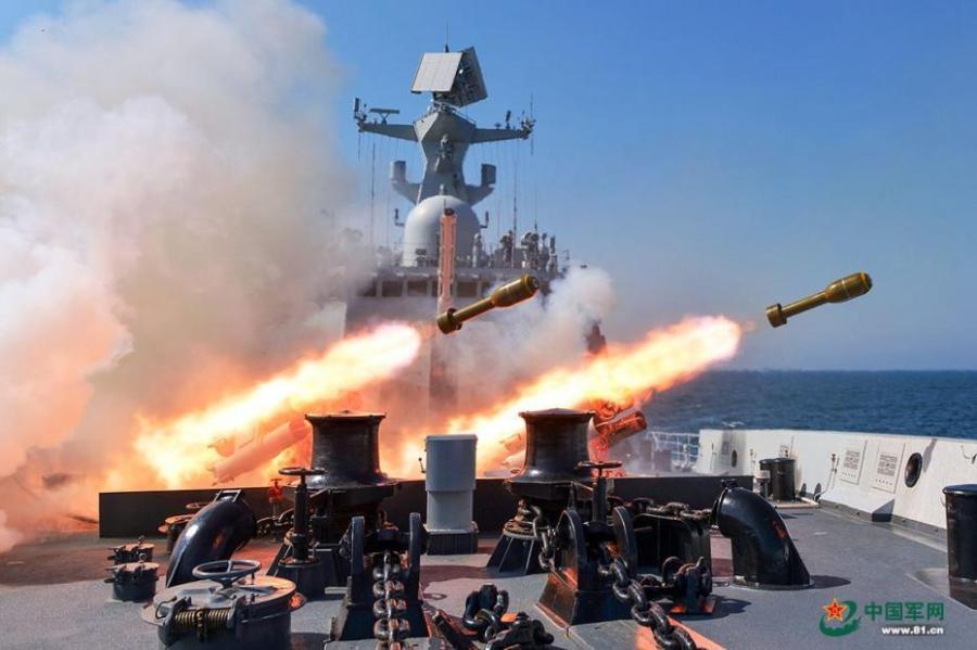 Navy destroyer fleet in live-fire drill