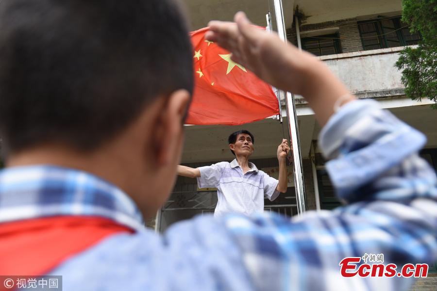 One teacher and one student at this mountain school