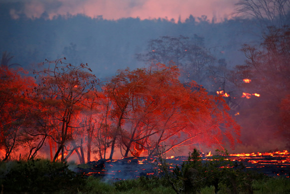 Hawaii volcano erupts rivers of fire and lava