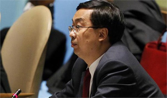 Wang Min, China's deputy permanent representative to the United Nations, speaks after a vote at the UN General Assembly at the UN headquarters in New York, Feb. 16, 2012. China opposes armed intervention or forcing a so-called regime change in Syria, Wang said Thursday. Photo:Xinhua