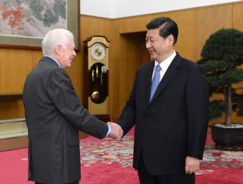 General Secretary of the Communist Party of China (CPC) Central Committee Xi Jinping (R) meets with former U.S. President Jimmy Carter in Beijing, capital of China, Dec. 13, 2012. (Xinhua/Ma Zhancheng)