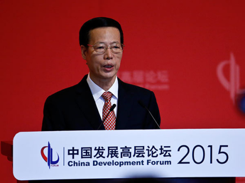 Mass entrepreneurship and innovation will serve as one of the twin engines of the country's economic development, said vice-premier Zhang Gaoli at China Development Forum 2015 on Sunday. (Photo: Feng Yongbin/chinadaily.com.cn) 