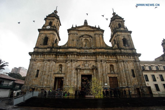 Image taken on April 22, 2014 shows the Primatial Cathedral in Bogota, Colombia. Chinese Premier Li Keqiang started on May 18 his nine-day Latin American trip including Brazil, Colombia, Peru and Chile. (Photo: Xinhua/Jhon Paz)