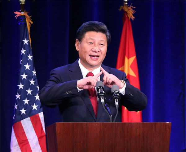 President Xi Jinping delivers a speech during a welcome banquet jointly hosted by Washington State government and friendly communities in Seattle, the U.S., Sept 22, 2015.(Photo/Xinhua)