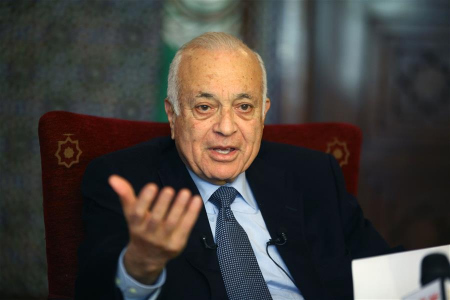 Photo taken on Jan. 18, 2016 shows Arab League Secretary-General Nabil al-Araby receiving an interview in Cairo, capital of Egypt. (Photo: Xinhua/Ahmed Gomaa)