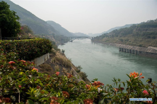 Photo taken on March 20, 2016 shows the lower reaches of Jinghong Hydropower Station in Dai Autonomous Prefecture of Xishuangbanna of southwest China's Yunnan Province. (Xinhua/Hu Chao)