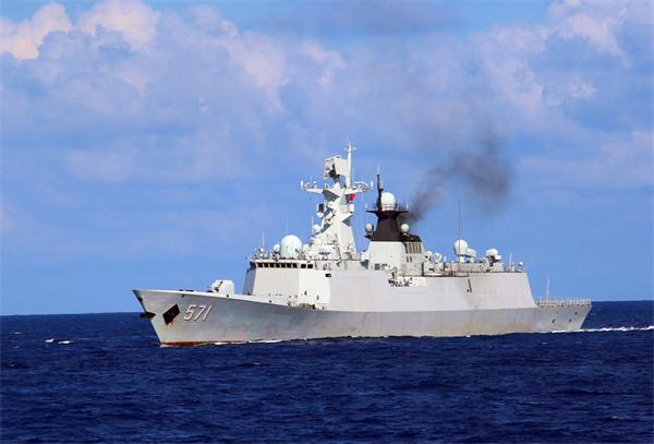 Missile destroyer Guangzhou launches an air-defense missile during a military exercise in the water area near south China's Hainan Island and Xisha islands, July 8, 2016. Chinese navy conducted an annual combat drill in the water area near south China's Hainan Island and Xisha islands on Friday. (Photo/Xinhua)