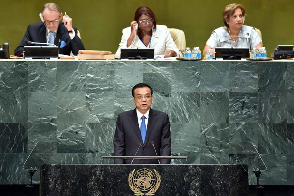 Chinese premier Li Keqiang attends the general debate of the 71st session of the UN General Assembly in New York, Sept 21, 2016. (Photo provided to chinadaily.com.cn)