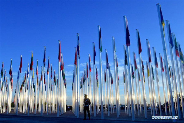 A Moroccan policeman stands guard outside the COP22 village during the 22nd Session of the Conference of the Parties to the United Nations Framework Convention on Climate Change (COP22) in Marrakech, Morocco, on Nov 15, 2016. (Photo/Xinhua)