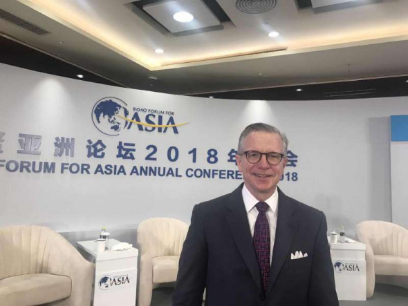 Andrew Geczy, CEO of Terra Firma, one of Europe's leading private equity firms, attends the Boao Forum for Asia Annual Conference 2018 in Hainan on April 9, 2018. (Photo provided to chinadaily.com.cn)