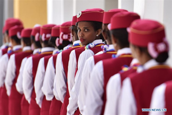 Ethiopian attendants participate in the opening ceremony of Ethiopia-Djibouti railway at the Lebu station in Addis Ababa, Ethiopia, on Oct. 5, 2016. (Xinhua/Sun Ruibo)