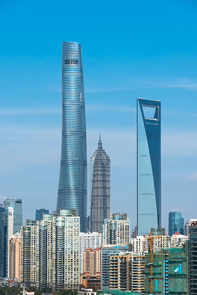 Shanghai Tower (left), Jinmao Tower (middle) and Shanghai World Financial Center in January. WANG GANG/ FOR CHINA DAILY