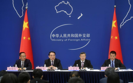 China's Ministry of Foreign Affairs holds a press briefing on Chinese President Xi Jinping's trip to Vietnam and Laos, Nov. 3, 2017. Xi, also general secretary of the Communist Party of China (CPC) Central Committee, will attend the 25th Asia-Pacific Economic Cooperation (APEC) Economic Leaders' Meeting in Da Nang, Vietnam, on Nov. 10-11 and pay state visits to Vietnam and Laos from Nov. 12 to 14. (Xinhua/Jin Liangkuai)