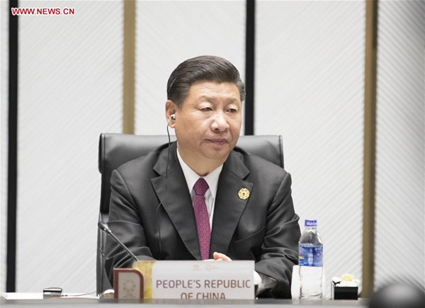 Chinese President Xi Jinping attends the 25th Asia-Pacific Economic Cooperation (APEC) Economic Leaders' Meeting in Da Nang, Vietnam, Nov. 11, 2017. (Xinhua/Lan Hongguang)