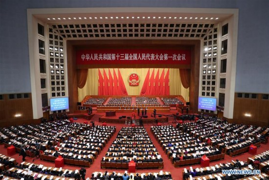 The third plenary meeting of the first session of the 13th National People's Congress (NPC) is held at the Great Hall of the People in Beijing, capital of China, March 11, 2018. (Xinhua/Wang Ye)