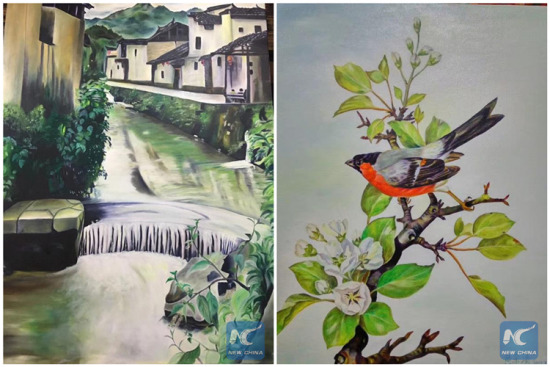 Paintings drawn by Huang Yuqing (Photo/Xinhua)