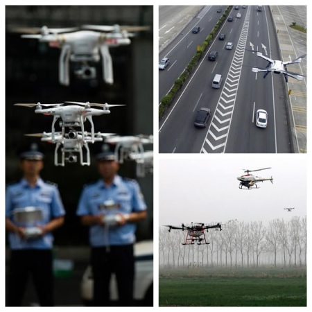 Unmanned aerial vehicles (UAVs) applied in various fields. /Xinhua Photo