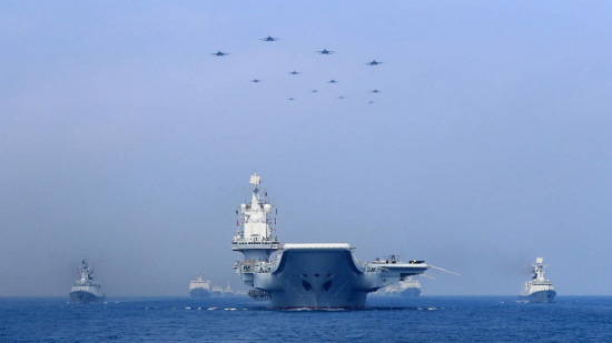 Chinese aircraft carrier at the navy parade in the South China Sea. (Photo/CCTV.com)