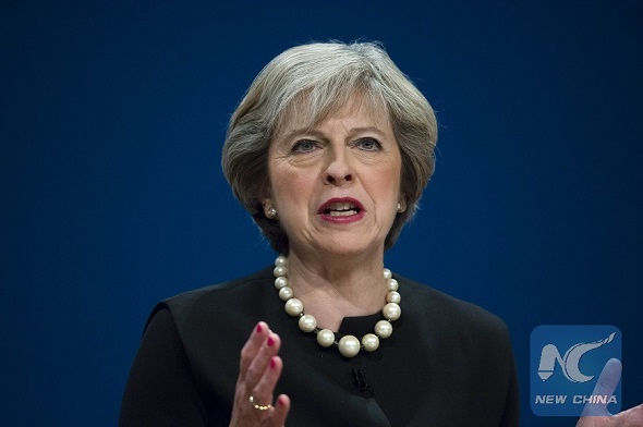 British Prime Minister Theresa May. (File Photo/Xinhua)